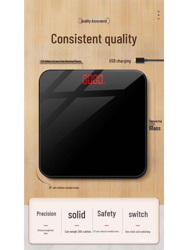 Durable Rechargeable Smart Body Fat Scale for Women - Small Electronic Bathroom Scale