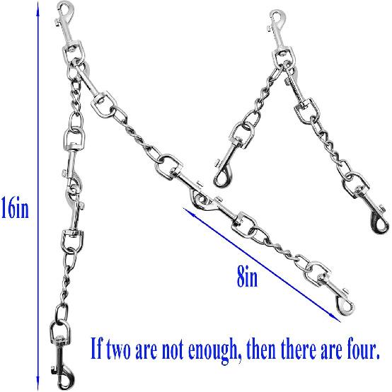 Dog Collar Safety Clip Metal Clasp Double Ended Connector 2 Pack Prong Chew Proof Backup Dog Clip for Pet Harness Collar Leash Necklaces Dog Strap