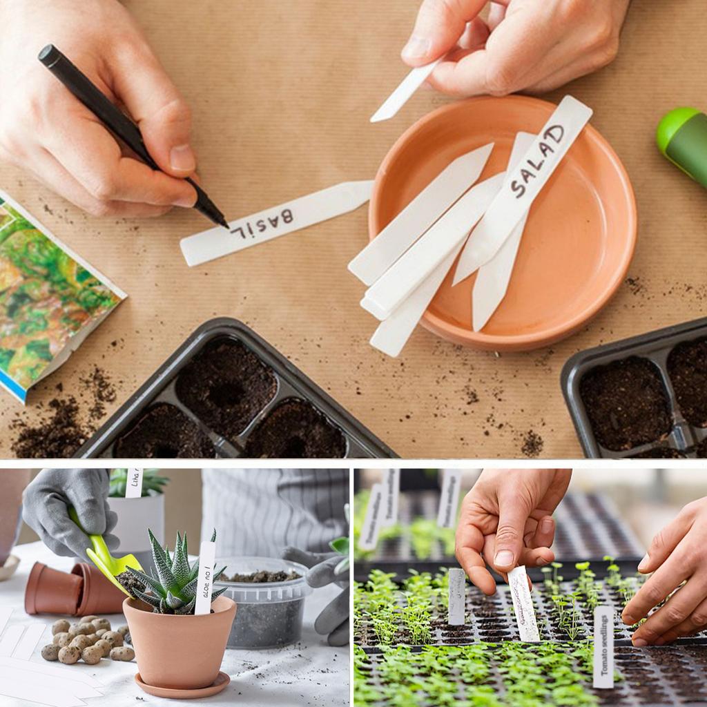 Yousheng 4 Inch Plant Labels Plastic Plant Name Tags Reusable Plant Tag Stakes with Marker Pen for Seedlings Flowers Herbs Vegetables