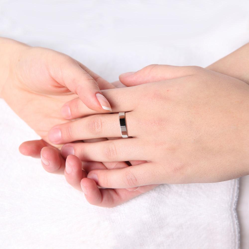 Simple Smooth Flat Top Ring S925 Silver Male And Female Couples Wedding Ring Single Ring