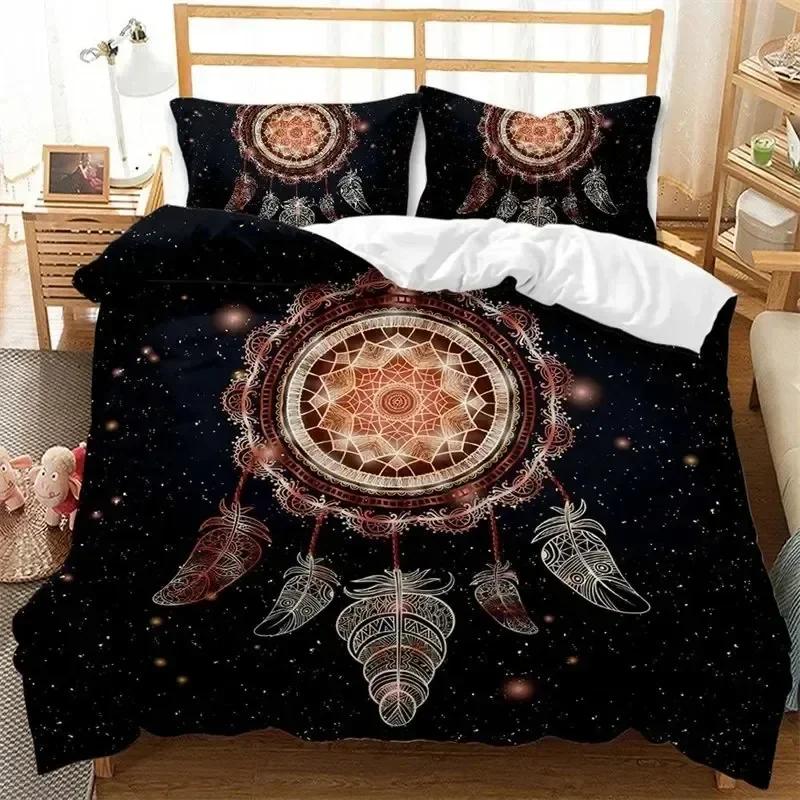 3D Print Dreamcatcher Bohemia Mandala Feathers Comfortable Duvet Quilt Cover Pillowcase Bedding Set Decoration Home Textile