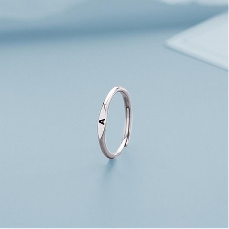 Stainless Steel Silver Color A-Z 26 Initial Letter Name Ring for Women Minimalist Thin Adjustable Finger Rings  Jewelry