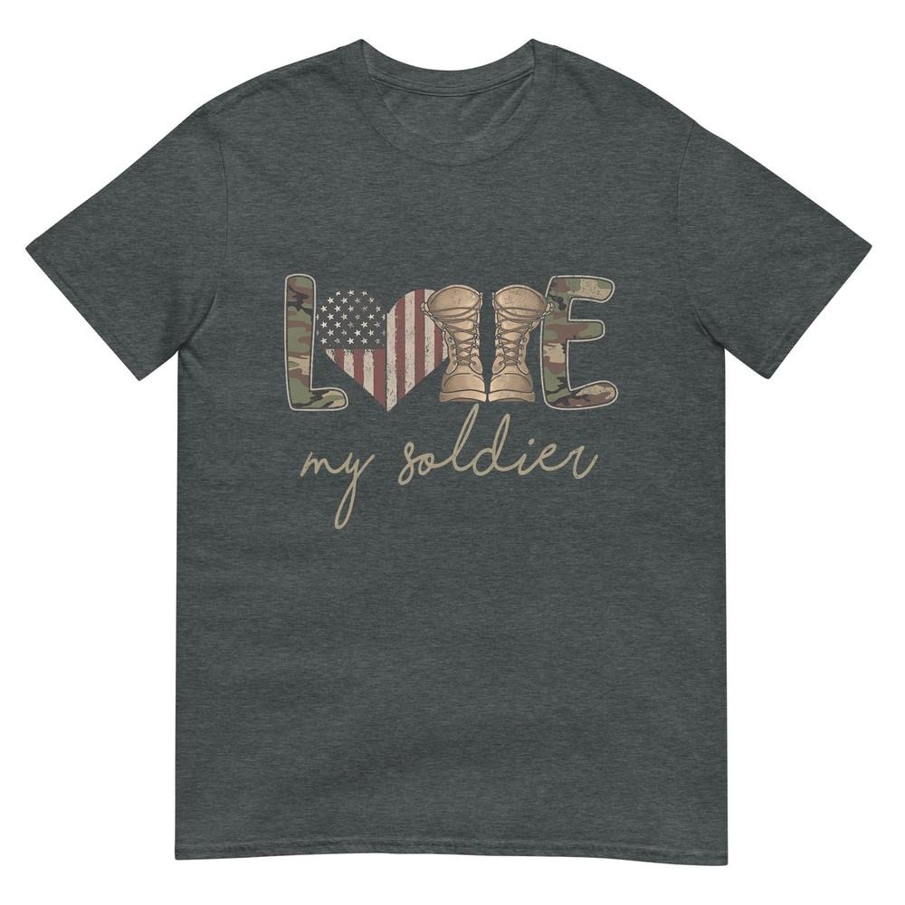 I Love My Soldier Military Army Wife Usa Camour Flag Tshirt