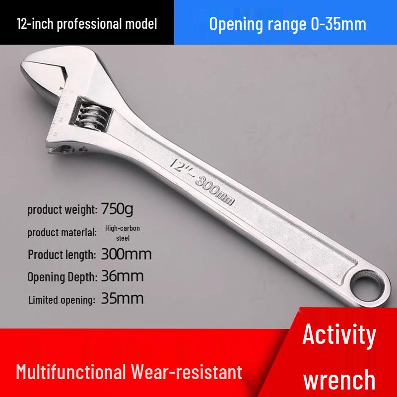 Multifunctional Large Opening Adjustable Wrench - Compact Hardware Tool