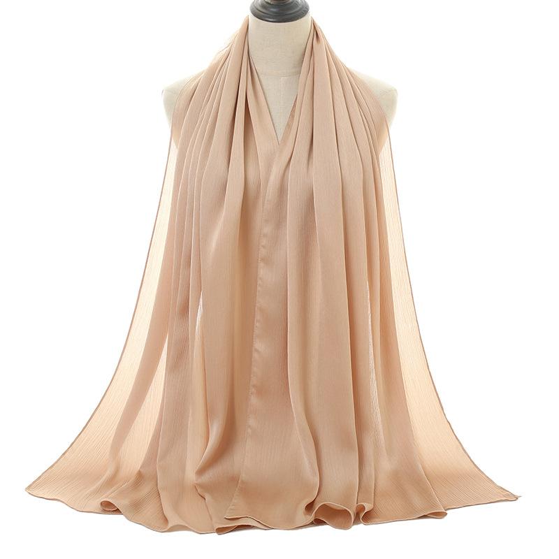 Hot-selling new satin smooth crepe natural pleated scarf Malaysia Indonesia popular ethnic headscarf women