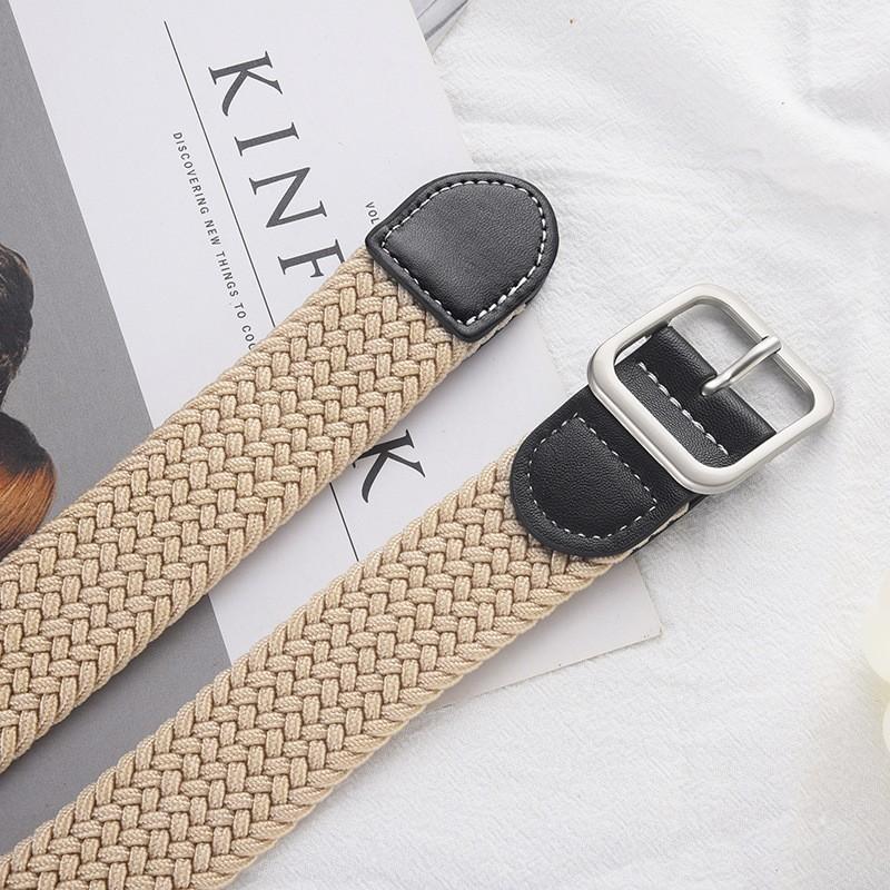 Weaving Waist Belt, Female Ins Style, Student Elastic Elastic Waistband, Trendy Fashion, Versatile Men's Canvas Military Trainin