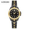 LONGBO 83611 Quartz Watches Waterproof Luminous Stainless Steel Calendar Full Diamond Gold Design Luxury Wristwatch for Couple