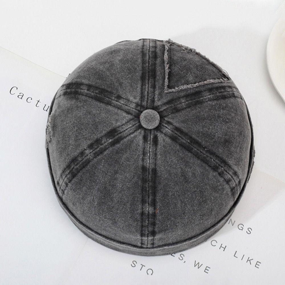 New Retro Brimless Hat Vintage Rolled Cuff Beanie Hat Adjustable Docker Cap Summer Spring