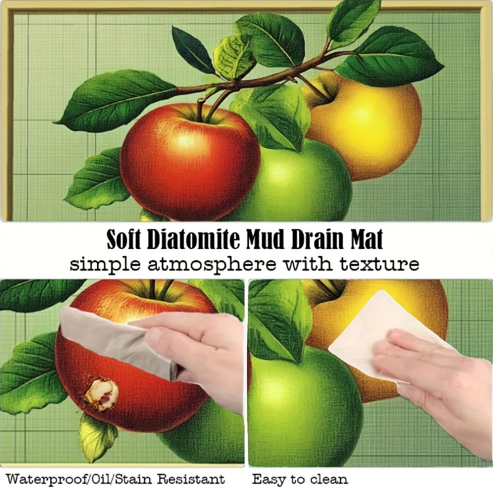 1 Stück Anti-Ermüdungs-Küchenteppiche Apfeldruck Wasserdicht Rutschfest Dick Gepolsterte Küchenmatte Schwerlast Komfort Stehmatte für Küche