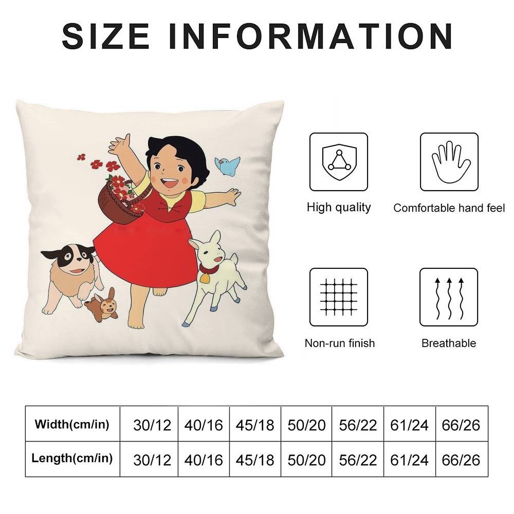 Film H-Heidi Mädchen Kissenbezug Sofa Wohnzimmer Schlafzimmer Beidseitiger Druck Quadratisches Kissen Nickerchen Kissenbezug