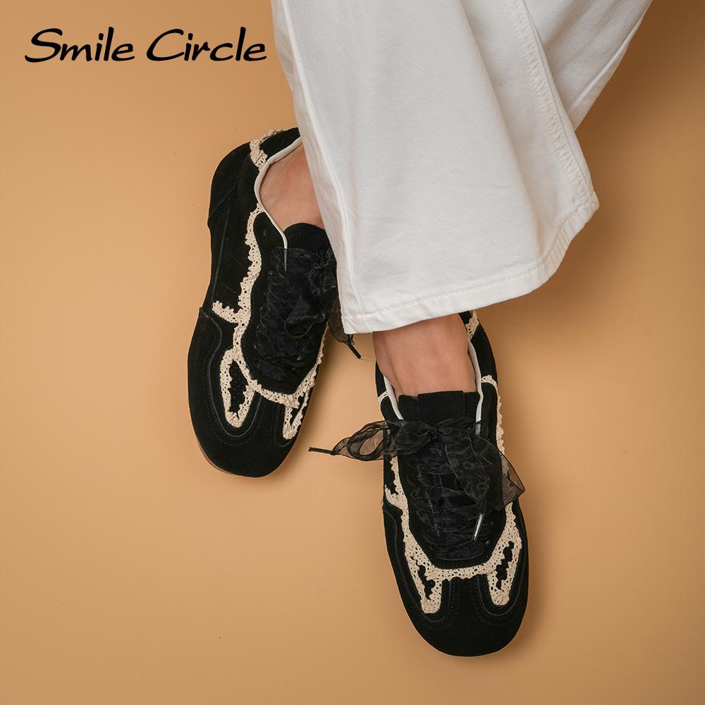 Genuine Leather Women Casual Shoes Round Toe Lace Up Trainers Fashion Comfortble Sneakers