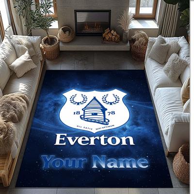Everton FC Printed Crystal Velvet Rug Non‑Slip Crystal Velvet Carpet For Sofa Bedroom Indoor Home Decoration