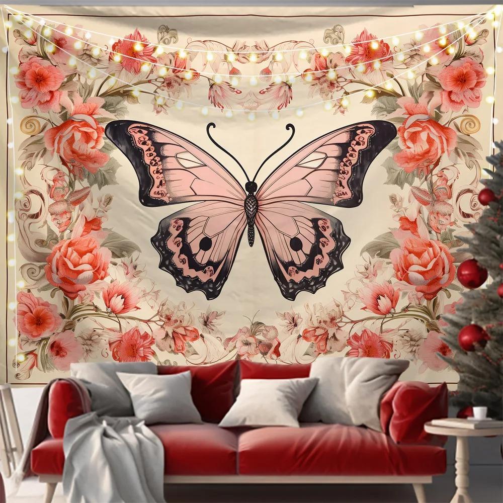 Creative Painted Butterfly Pattern Hanging Cloth Home Wall Decoration Tapestry Bedroom Living Room Tapestry
