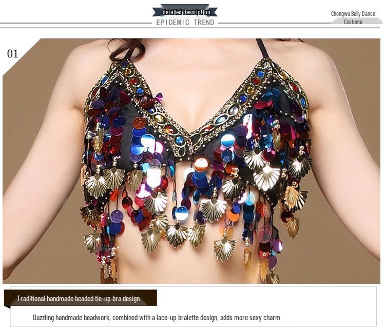 Costume de danse indienne sexy 2023 - Ensemble soutien-gorge de performance et jupe longue pour femme