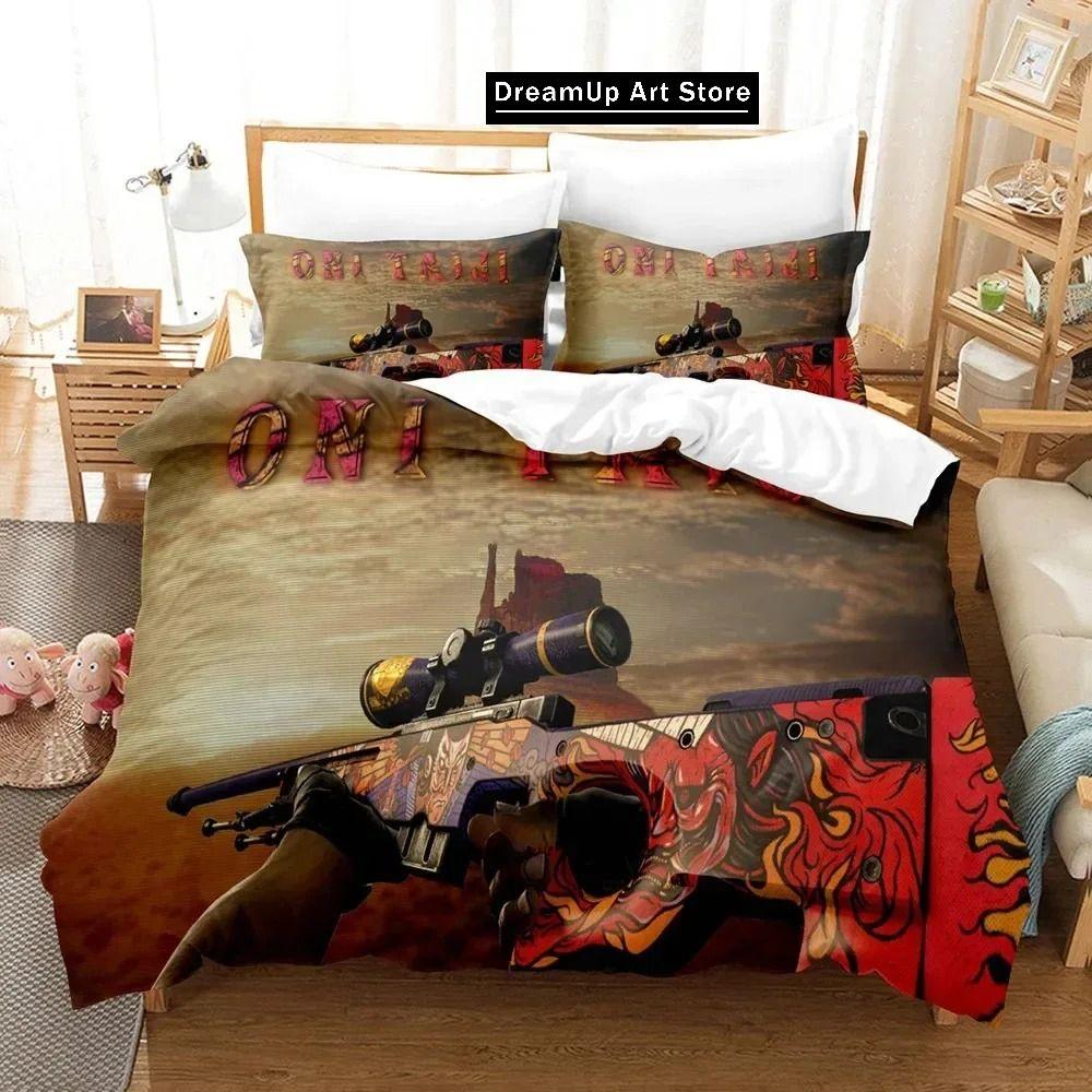 3D Print Fashion Shooting Game Csgo Bedding Set Boys Girls Twin Queen Full Size Duvet Cover Pillowcase Bed Adult Bedroom