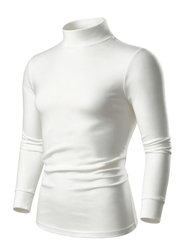 Simple Long-Sleeve Turtleneck Men's Work Long-Sleeve Top 3pcs Set, European and American Fashion Trend T-Shirt