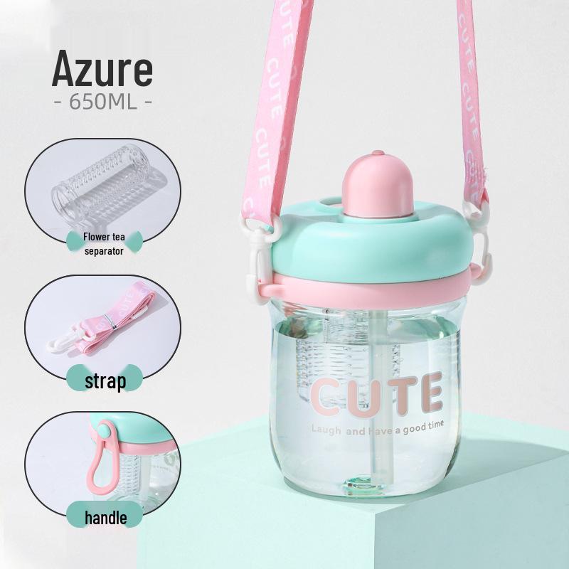 Customizable Summer Flower Tea Straw Cup - Portable, High-Value Plastic Gift for Students & Couples