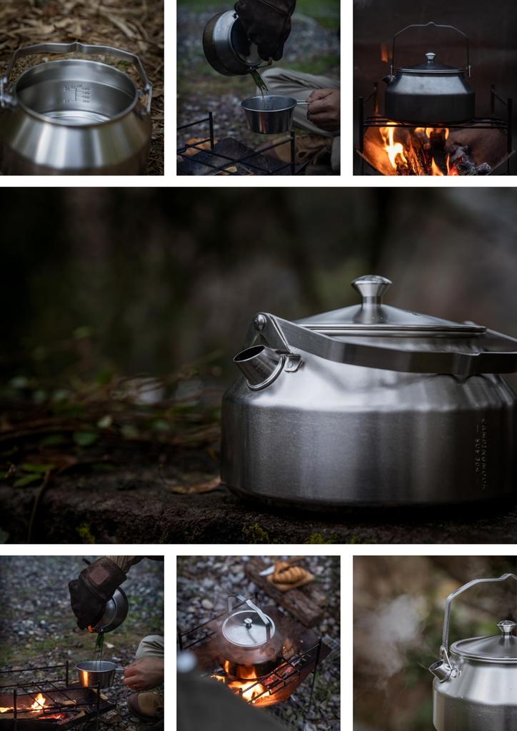 CAMPING MOON 1.0L SW-1 Stainless Steel Mini Kettle for Camping, Direct Fire, and One-Piece Molded Stainless Steel 304
