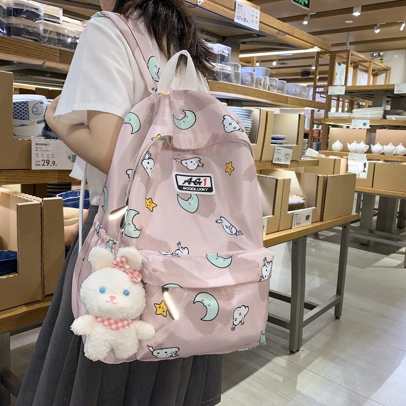 Sports Backpack Printed Student Schoolbag Large Capacity Water-resistant Outdoor Travel Backpack