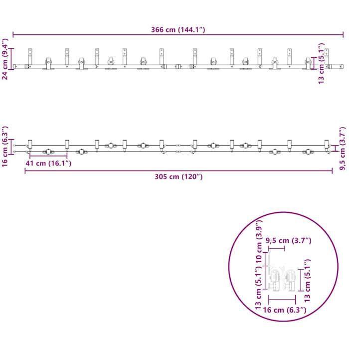 VidaXL Sliding Door Hardware Kit 366 Cm Steel Black, Sliding Door Hardware, Door Rail of 3295749