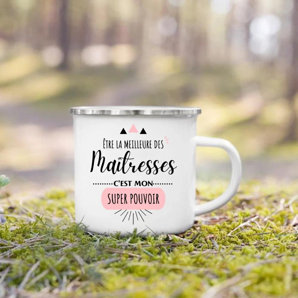 Thank You Teacher Print Mugs Creative Coffee Cups Drinks Water Milk Cup Enamel Mug School Handle Drinkware Gifts for Teacher