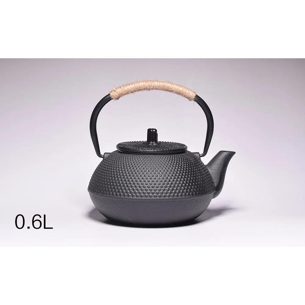 Japanische Teekanne aus Gusseisen mit Edelstahl-Netz-Sieb zum Kochen von Wasser, Teekanne, Tetsubin-Wasserkocher, 600 ml
