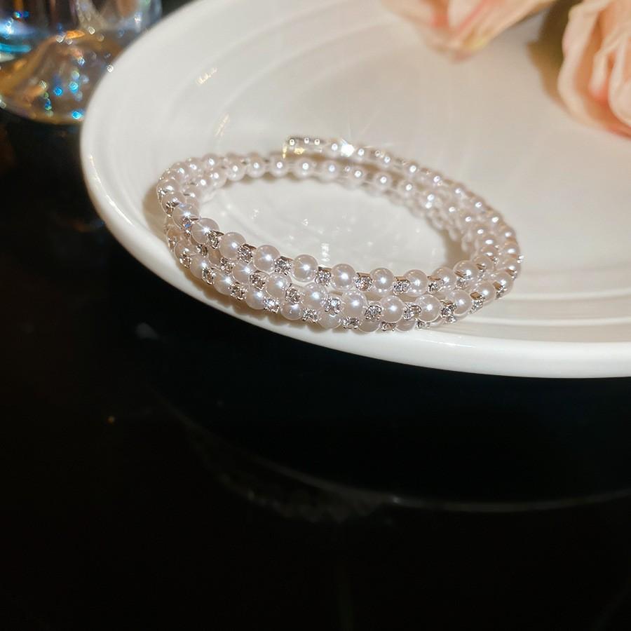 Super Flash Zircon Round Heart-shaped Flower Multi-layer Open Bracelet Exquisite and Beautiful Bracelet Light Luxury Jewelry Women