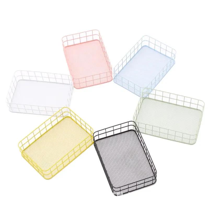 Nordic Iron Storage Basket Cosmetics Sundries Book Storage Box Office Desktop Organizer