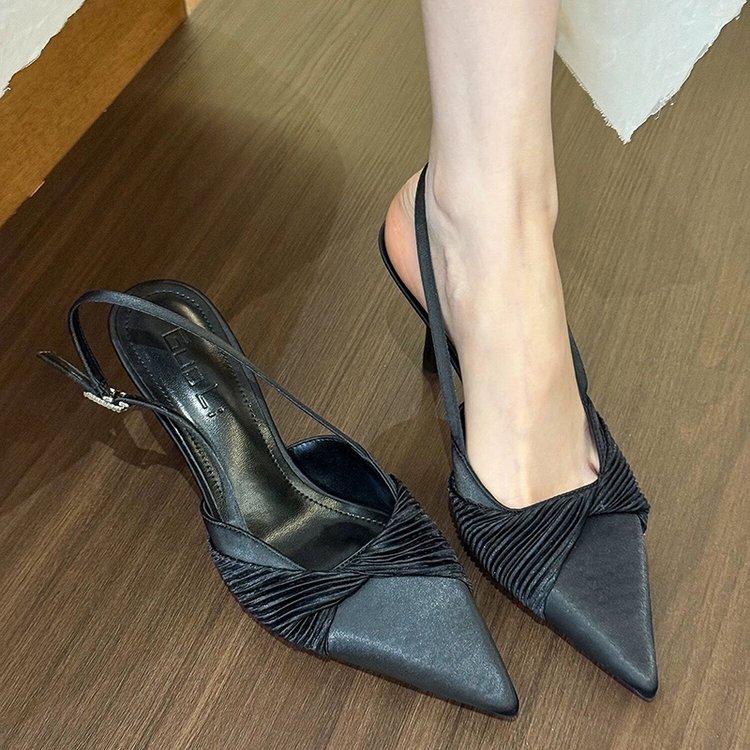 Fashion Pointed Toe Shallow Mouth High-heeled Women Sandals Summer Elegant Buckle Decorated Stiletto Women Shoes Slingback Femme