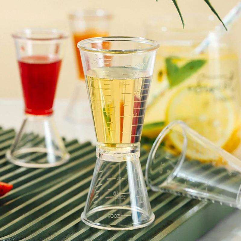 1PC Cocktail Shaker PP Measure Cup 20/40cc 10/20cc Double Shot Stackable Large Capacity Jigger Short Measuring Jugs