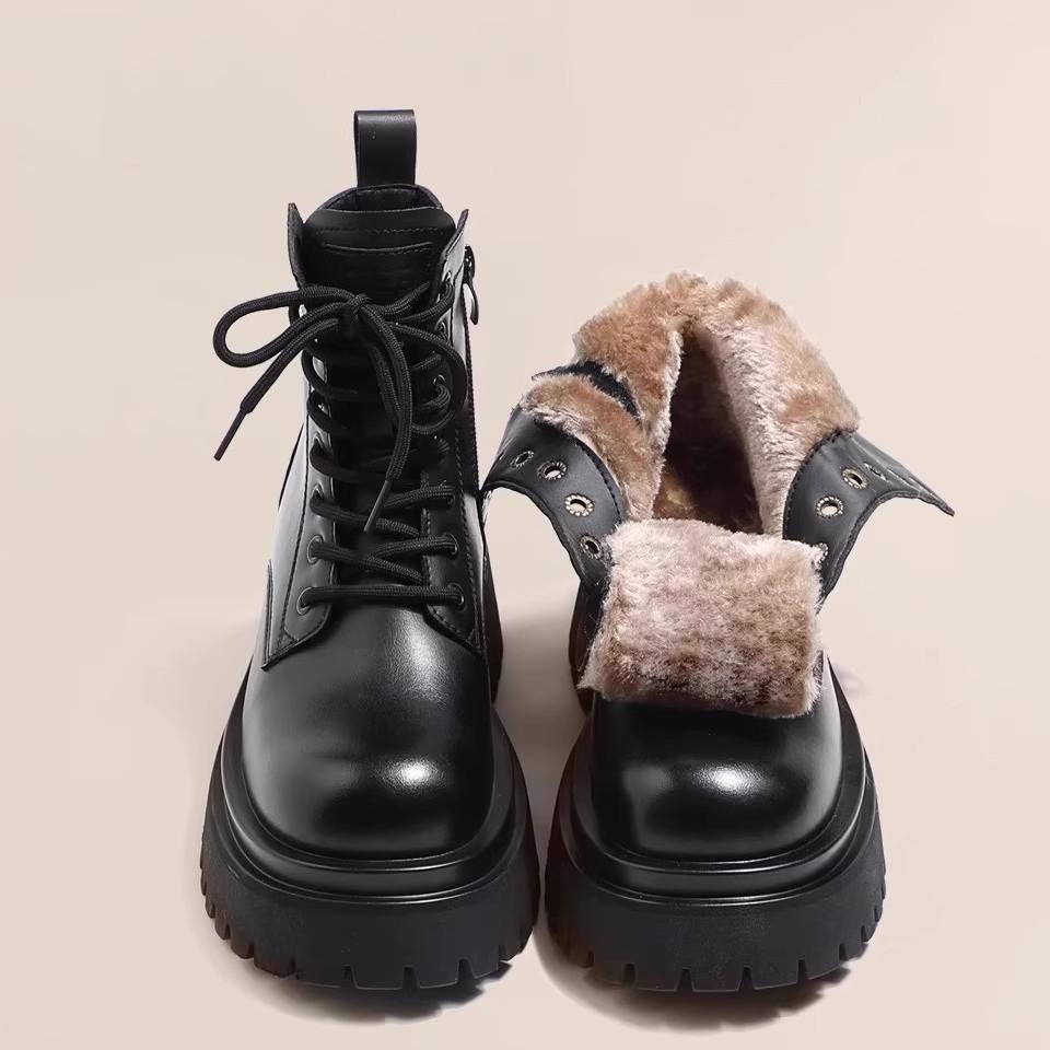 Snow boots women's fleece thickened warm cotton shoes 2025 new women's shoes winter Martin boots platform short boots