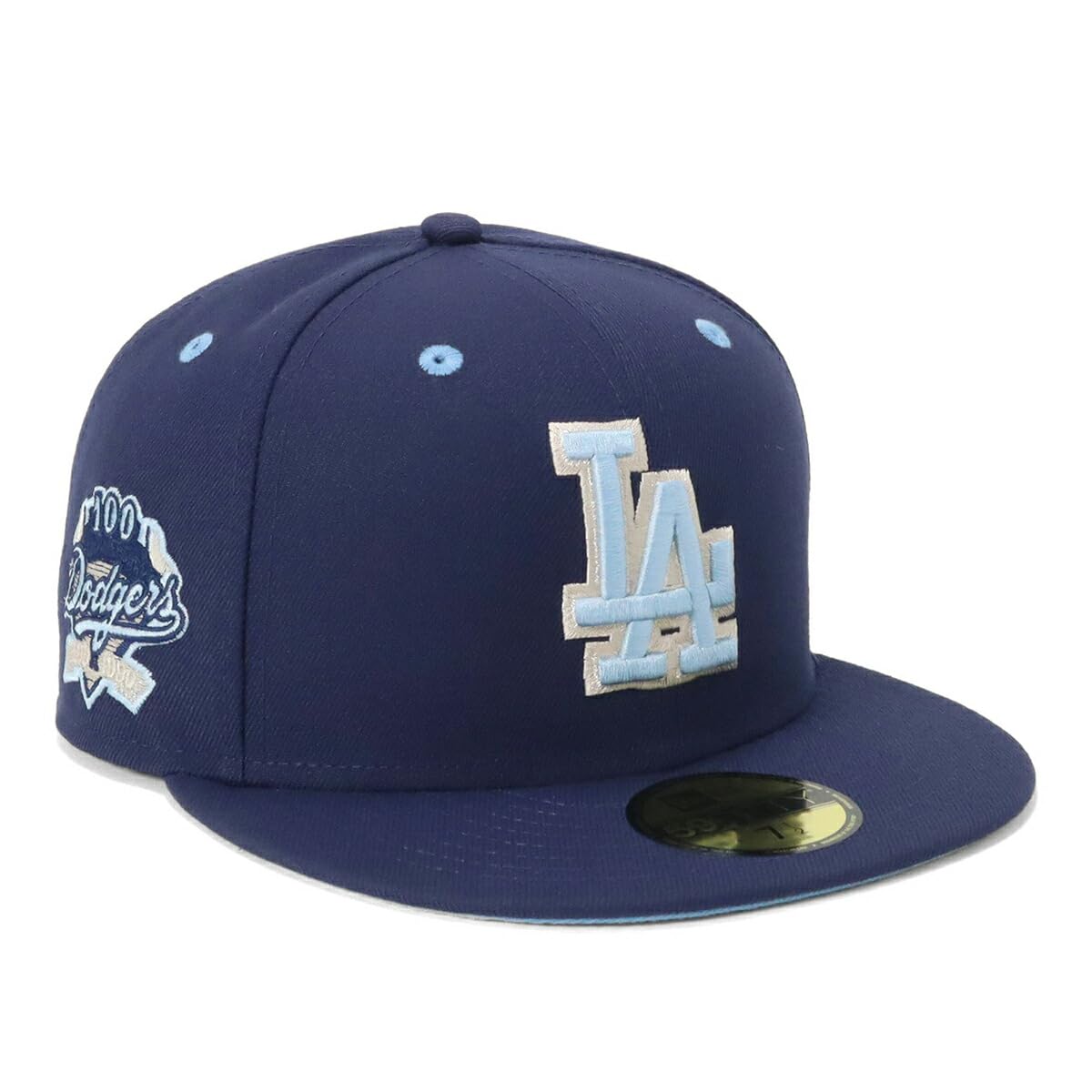 

New Era 59FIFTY Cap featuring Shohei Ohtani of the MLB Los Angeles Dodgers in LA Light Also a side patch under a unique design by and a flat Perfect