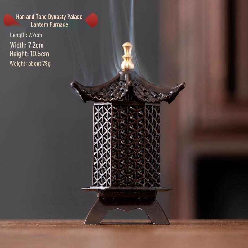 

Vintage Chinese Lantern-Style Incense Burner – Creative Hollow Design for Indoor Tea Ceremonies, Sandalwood Incense Holder, Han-Tang Era Ornament