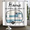 Camper Shower Curtain Happy Camper Trailer Car Rv Forest Mountain Tent Camping Bathroom Shower Curtain Waterproof Bath Curtain