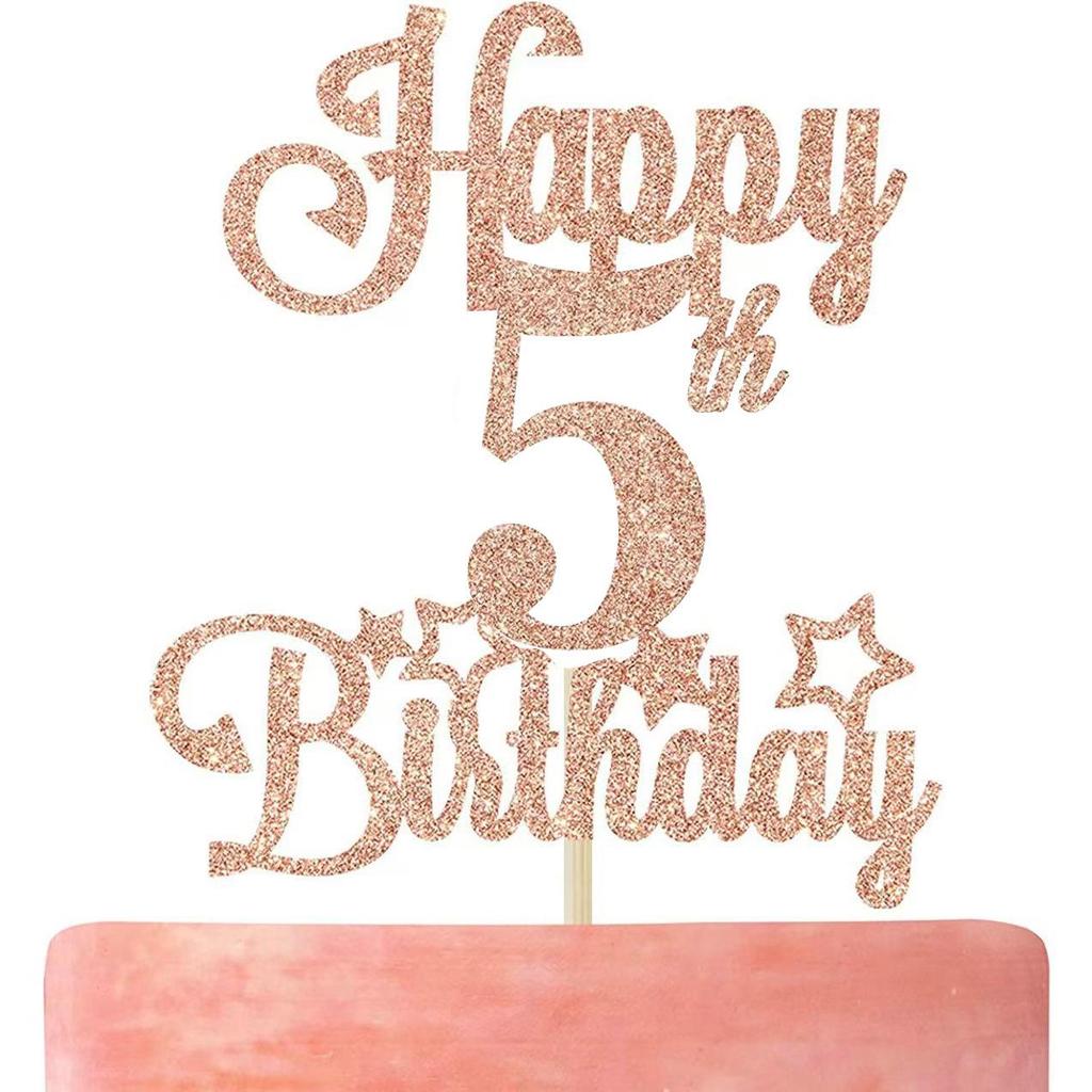 Glitter 'Happy Birthday' Cake Topper Party Decoration