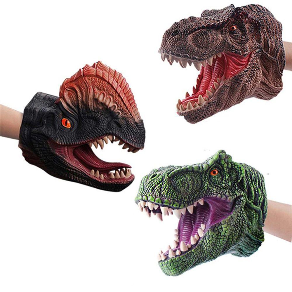 Realistic Dinosaur Head Model Arm Size Head Puppets Crocodile Head Gloves Soft Rubber Hand Puppet