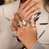 European and American titanium steel pearl ring niche non-fading ring 18k gold stainless steel