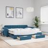 VidaXL Daybed with Trundle and Drawers Blue 90x200 Cm Velvet 3197000