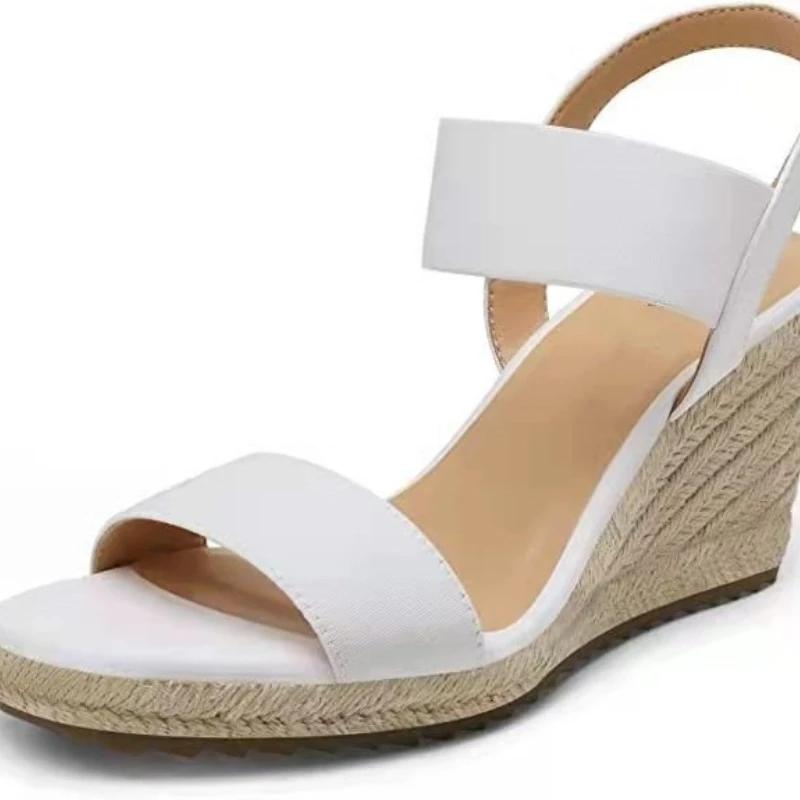 Nové sexy římské boty s otevřenou špičkou na klínu Dámské sandály Letní móda Ležérní Elegantní Vysoké podpatky NO:199