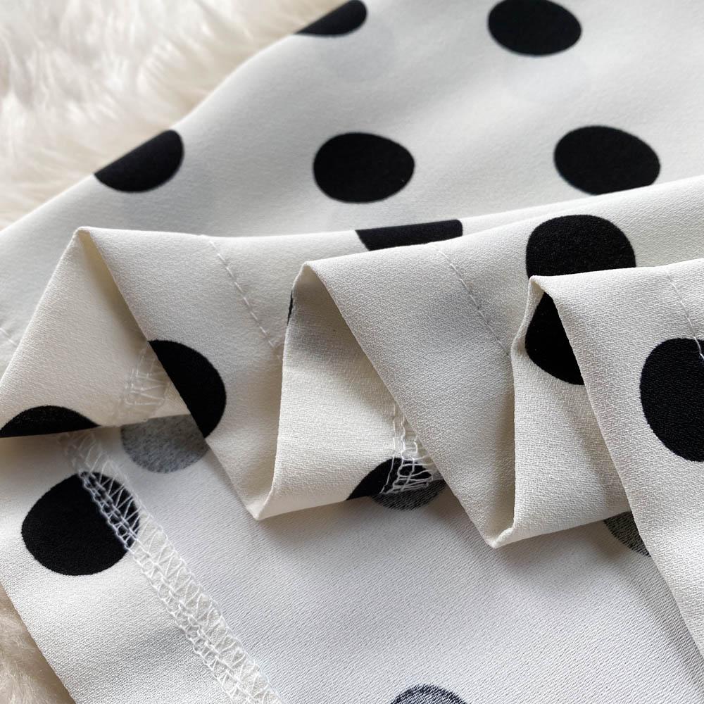 Mid-Length Skirt Women's Spring And Summer High-Waisted A-Line Skirt Polka Dot Skirt All-Match Simple One-Step Skirt