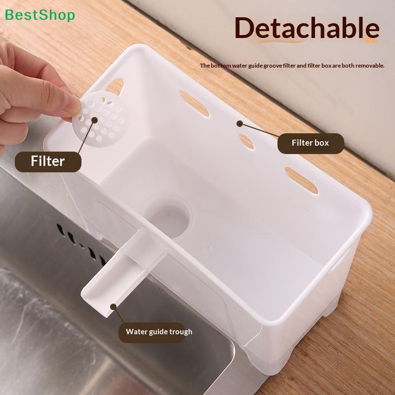 Drainable Kitchen Trash Storage Box - Multi-Use Food Waste Container for Sink, Wall-Mounted or Fish Tank Filter