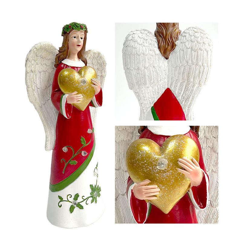 Vánoční Anděl Socha Dekorativní Skulptura na Stůl 12 Palců Svítící Sochy a Figurky pro Vánoční Stolní Dekor Náboženské