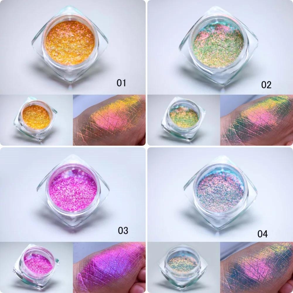 Multichrome Chameleon Eye Shadow Powder Nail Glitters Aurora Neon Rainbow Pigment Chrome Powder Iridescent Eyeshadow Nail Decors