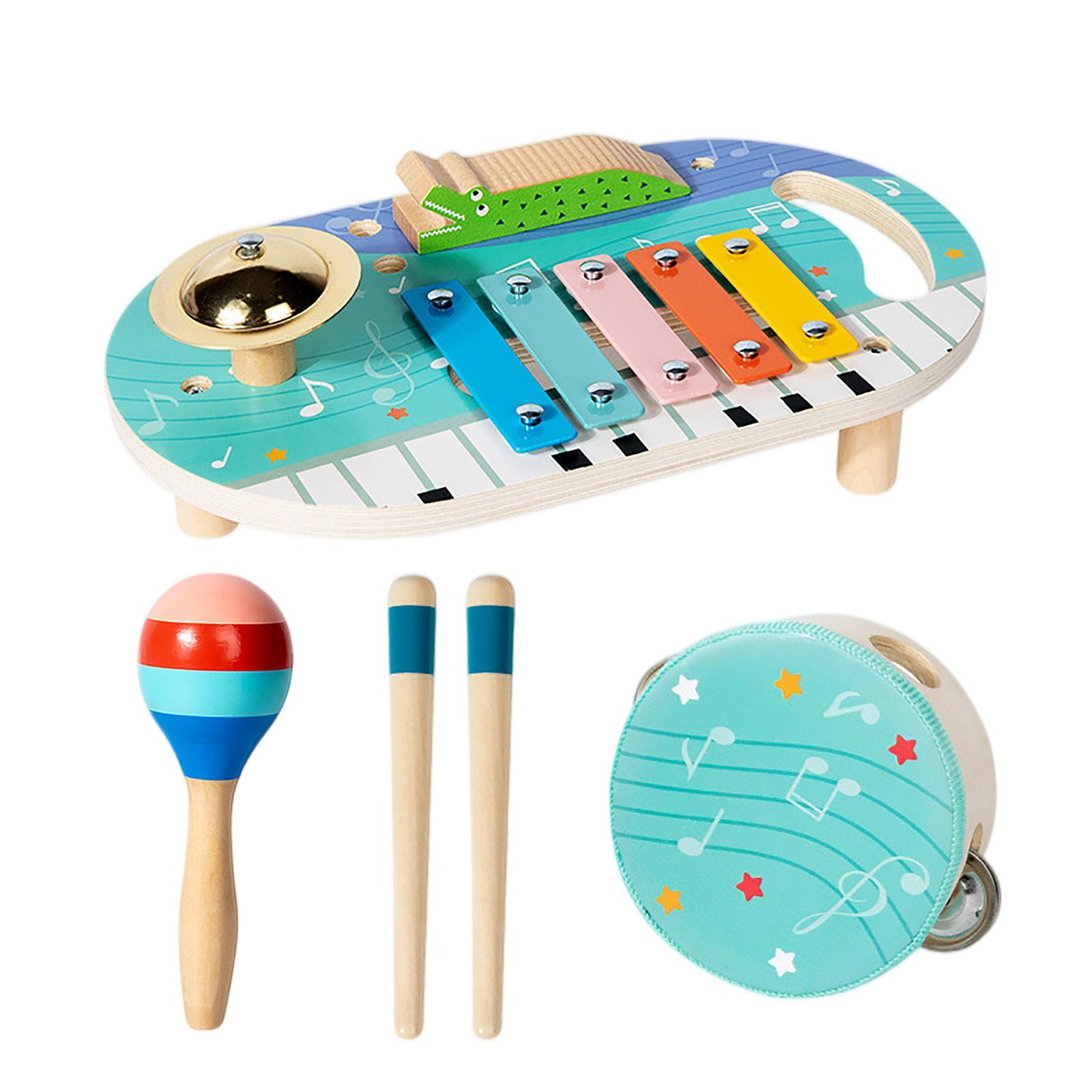 

Игрушки-перкуссионные инструменты, ручные хлопающие барабаны с колокольчиками, шейкеры, медный шуршащий инструмент для трения, набор из четырех предметов One Size