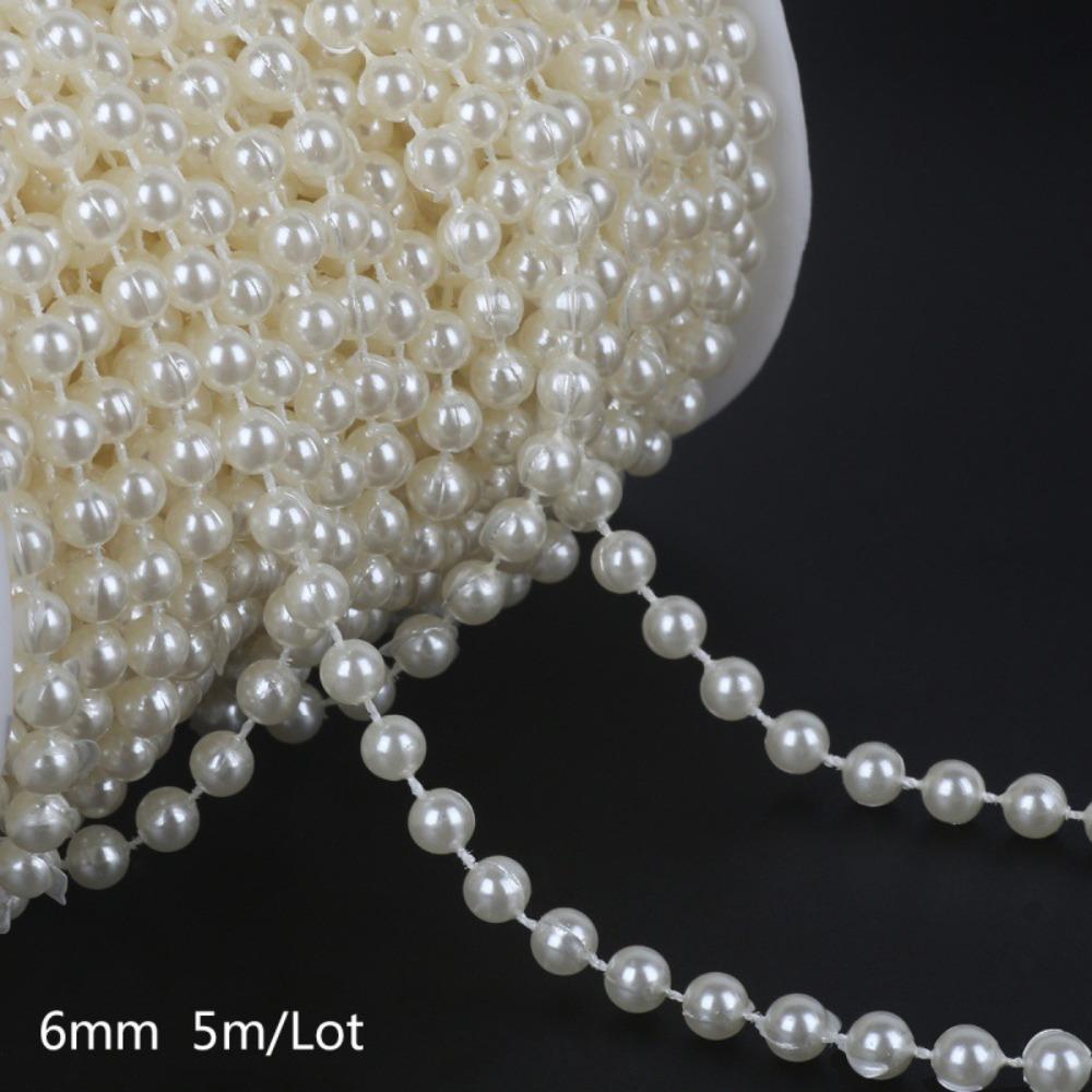

4/5/6/8/10mm Pearl Bead String Round Pearl Beads Garland String Floral Centerpieces Beige-6mm