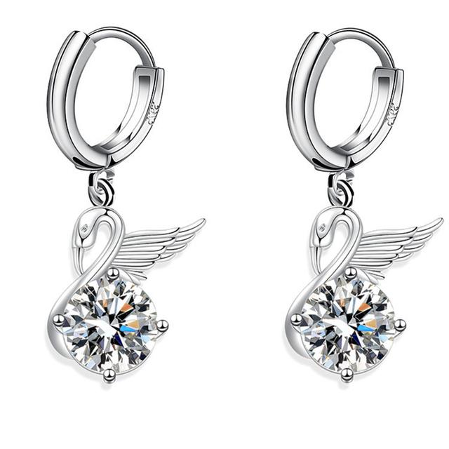 925 Stamp Silver Plated Women Earrings Cute Goose Drop Pendant Multicolor Zircon Earring For Women Girl Jewelry