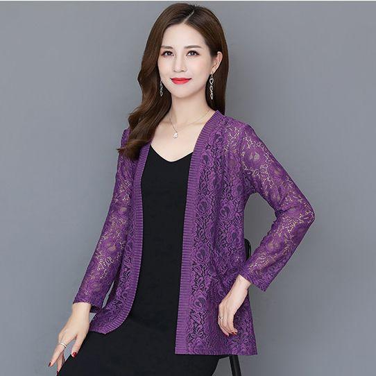 Female Long-sleeved Sun Protection Clothes Air Conditioning Shirts Summer New Women Loose Openwork Lace Cardigan Thin Coat