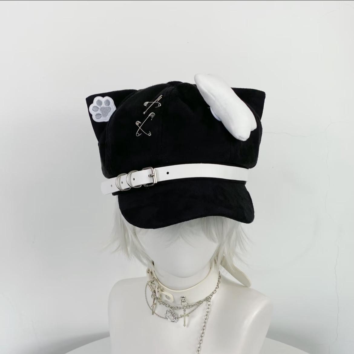 

Y2k Millennial Hotties New Cute Bones Beret Cute Cat Ear Hat Subculture Beret Breathable Hats