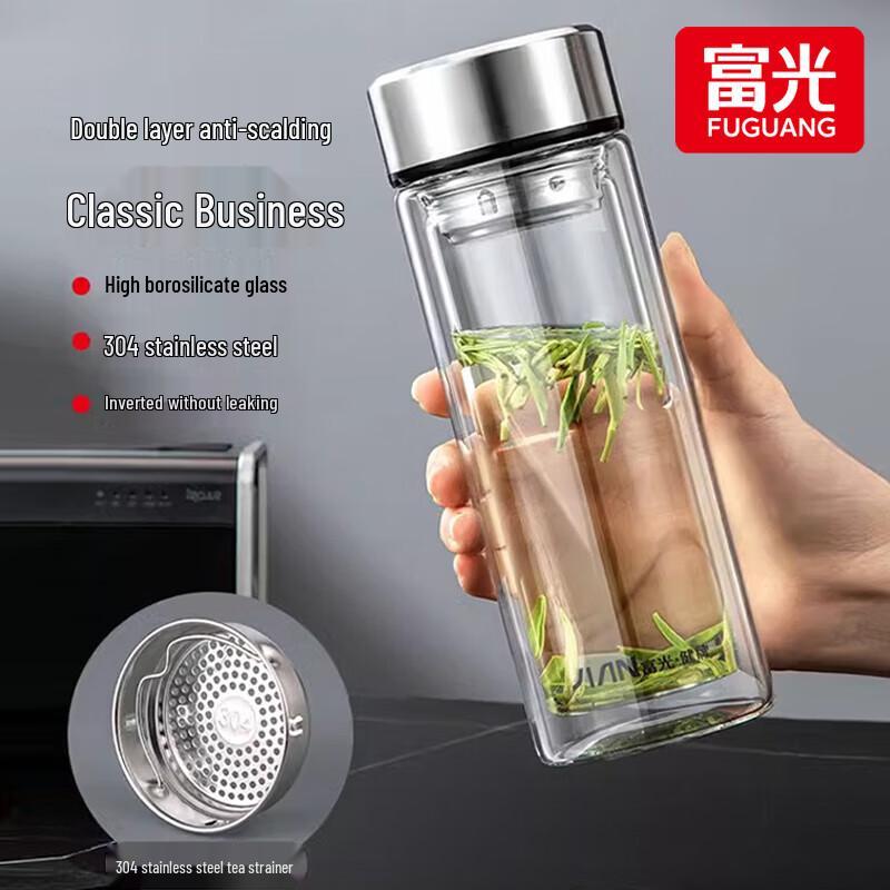 Fuguang Double-Wall Glass Water Bottle