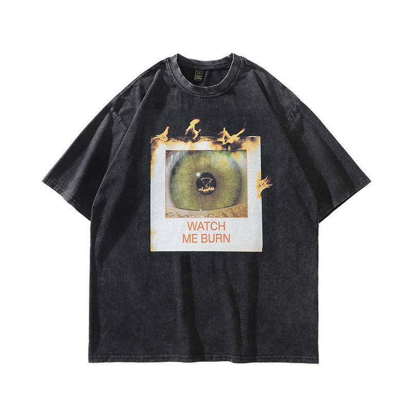 Trendy Brand Men'S High Street Personalized Printing Long-Sleeved T-Shirt Retro Pure Cotton Crew Neck Sweater For Men And Women